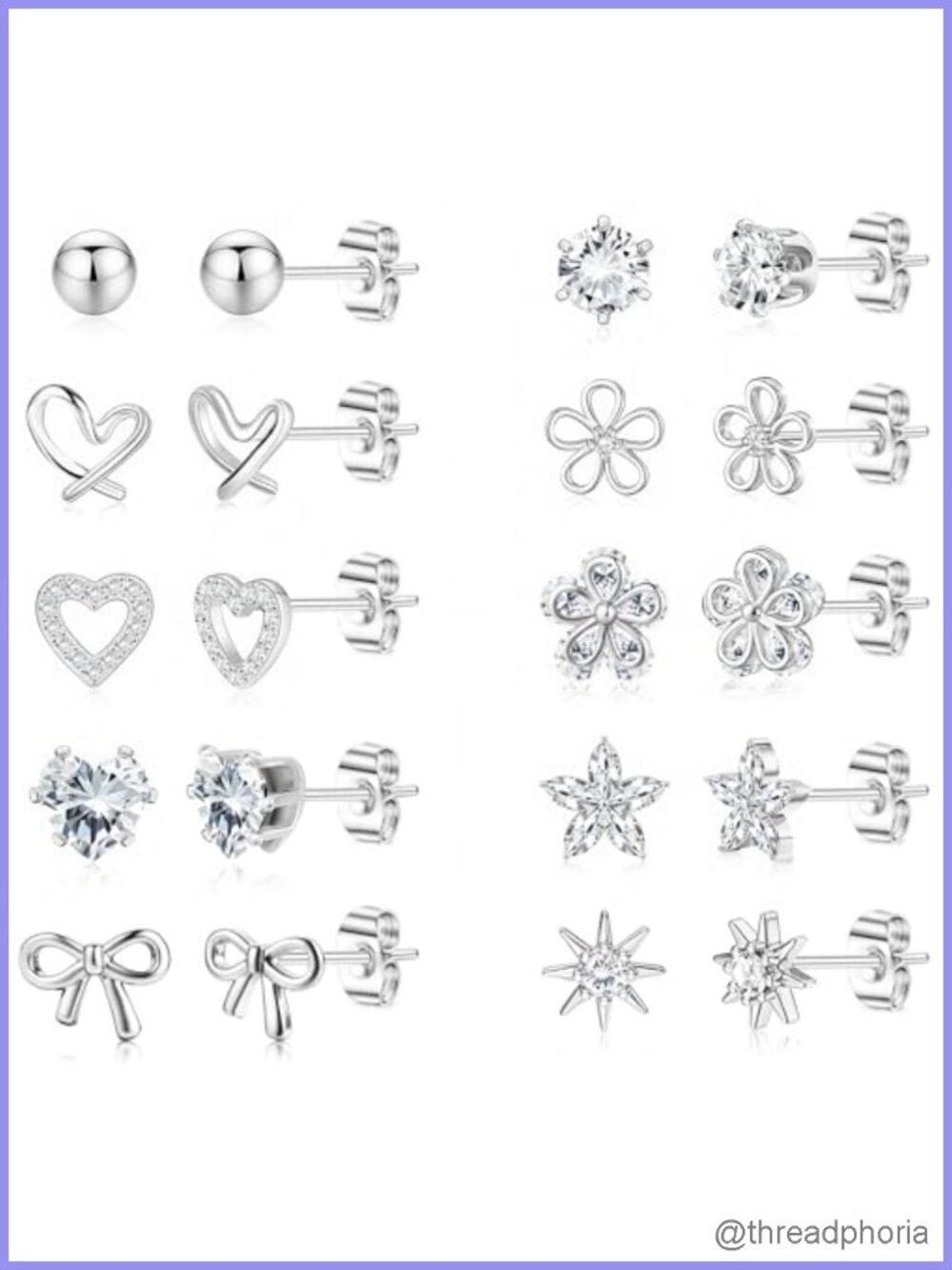 Hypoallergenic Surgical Steel Stud Earrings Set for Women Sensitive Ears